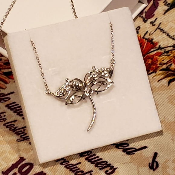 NEW Sterling Diamond Dragonfly Music(Treble Cleff)Note Necklace - Picture 9 of 10